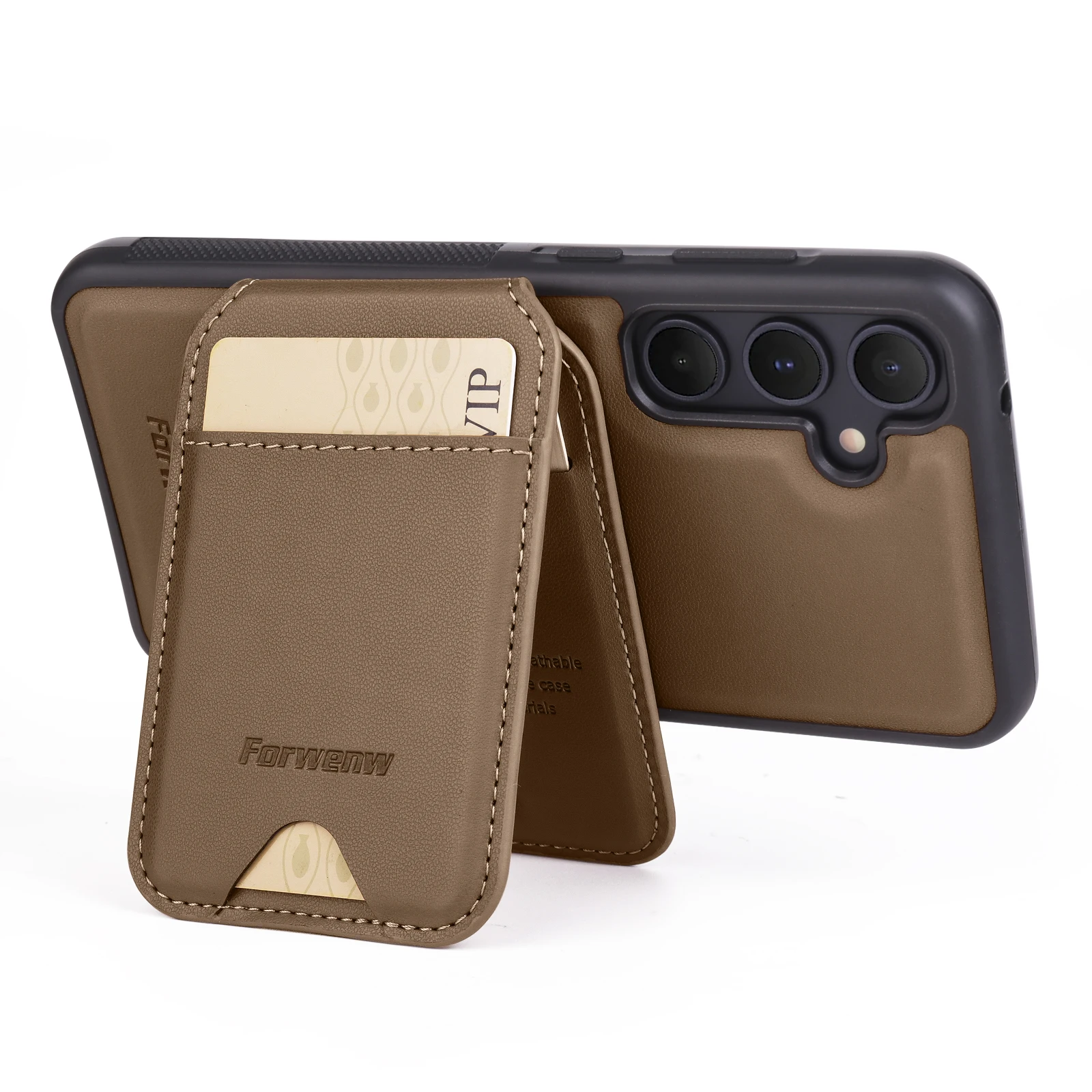 Color: Brown, Compatibility by Model: Galaxy S23 - Leather Case For Samsung Galaxy A16 A36 A56 A55 A35 A15 A25 S25 S24 Ultra S23 S22 Plus + 2 in 1 Detachable Vertical Wallet Cover