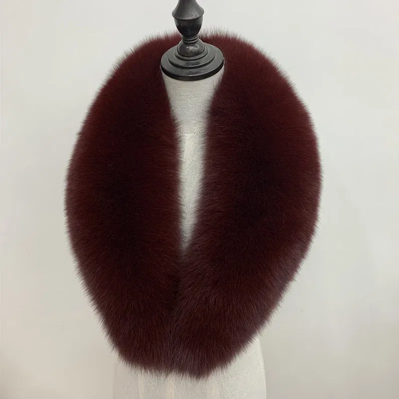 Color: green, Size: M - Winter Real Fox Fur Collar Woman Black Natural Fur Scarf Shawl For Women Collars Wraps Neck Warmer Fur Scarves Luxery Scarf Men