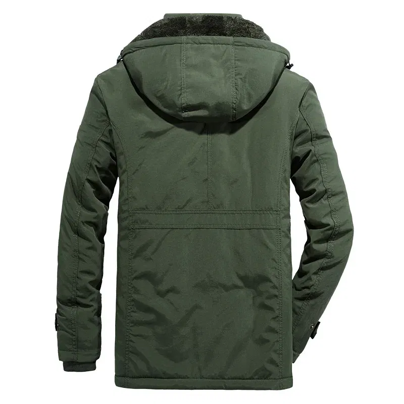 Color: black, Size: M - TELLHIGH 2024 Winter Parka Men Jacket Mens Plus Velvet Men Hooded Windbreaker Coats Men Casual Warm Jackets Coat Detachable Hat