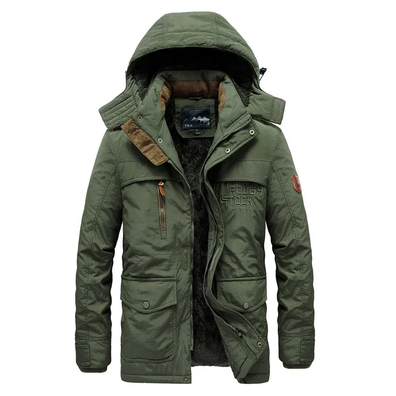 Color: black, Size: M - TELLHIGH 2024 Winter Parka Men Jacket Mens Plus Velvet Men Hooded Windbreaker Coats Men Casual Warm Jackets Coat Detachable Hat