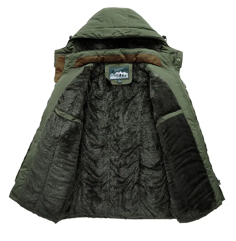 Color: black, Size: M - TELLHIGH 2024 Winter Parka Men Jacket Mens Plus Velvet Men Hooded Windbreaker Coats Men Casual Warm Jackets Coat Detachable Hat