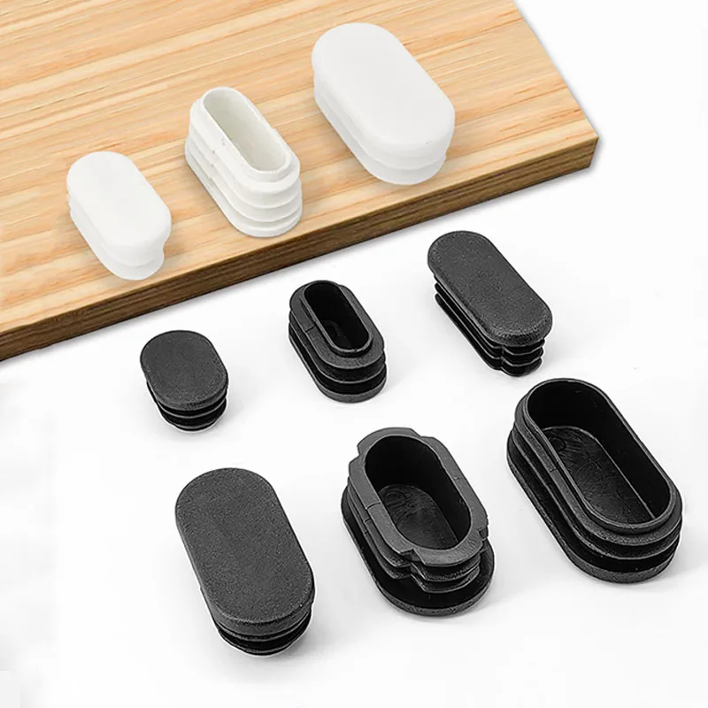 Color: Linen, Size: 7mm - Oval Plastic Tubes End Caps Bung Oblong Blanking Plug Pipe Inserts Table Feet Chair Dust Cover Furniture Accessories Black White