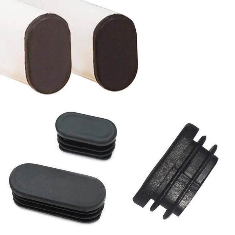 Color: Linen, Size: 7mm - Oval Plastic Tubes End Caps Bung Oblong Blanking Plug Pipe Inserts Table Feet Chair Dust Cover Furniture Accessories Black White