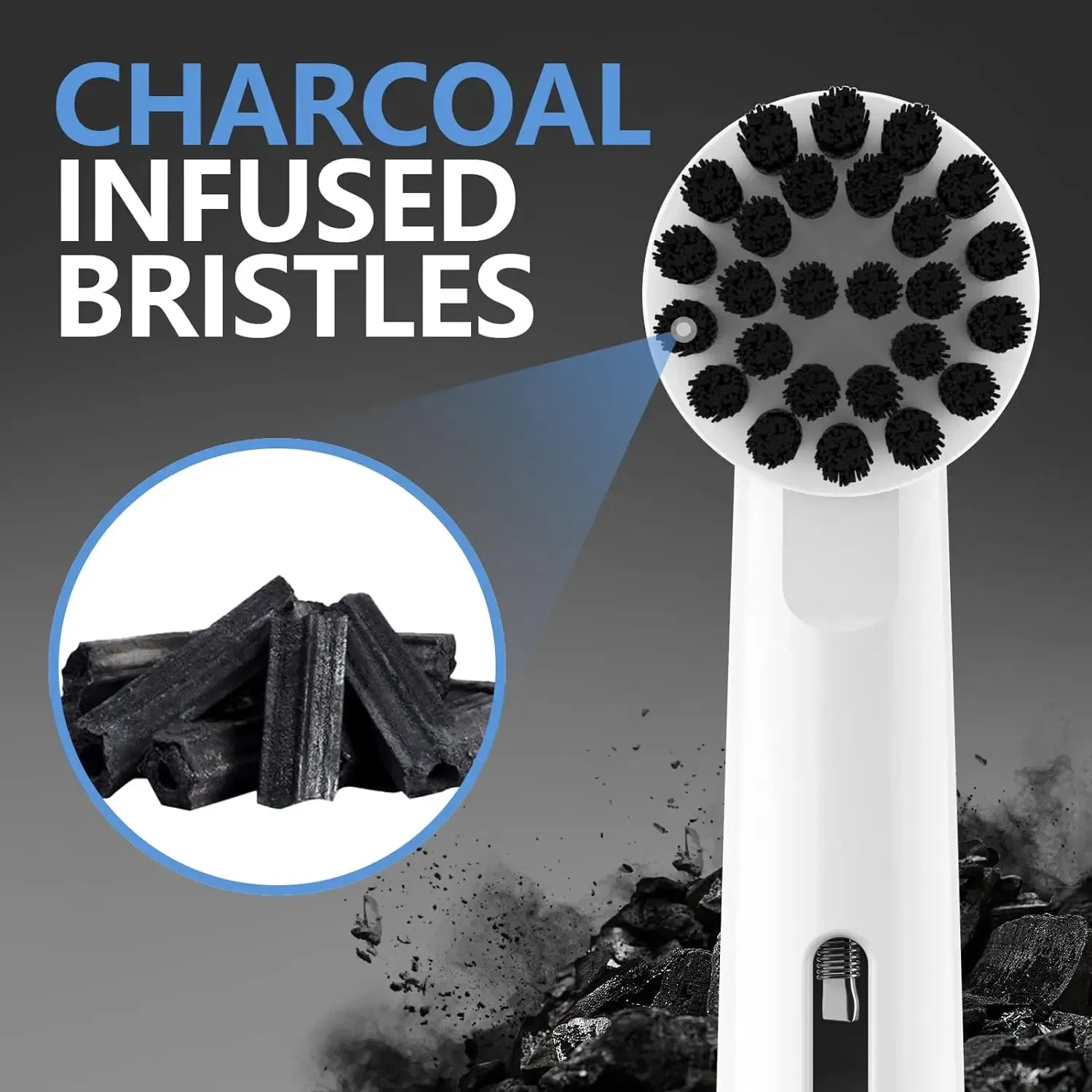 Color: WHITE - Bamboo Charcoal Bristles Replacement Brush Heads For Oral B Electric Toothbrush Efficient Tooth Cleaning SB-17A Black Brush Head