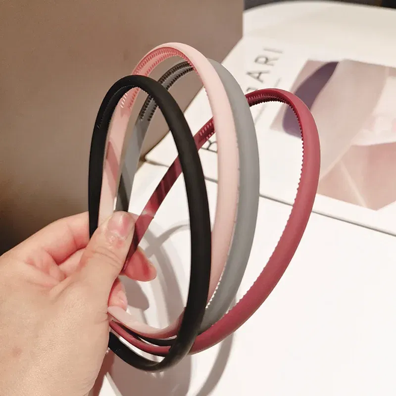Color: Yellow - New Fashion Solid color resin Simple frosted anti-slip wave shape Toothed Wild Hairbands Women Girls Hair Accessories Headdress