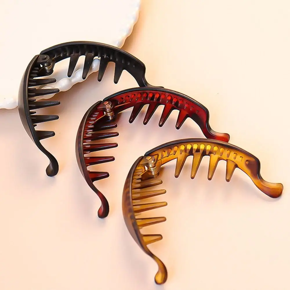 Color: Yellow - Fashion Gradient Color Hair Claw PC Simple Hairpins Cute Hair Clip for Women Girls