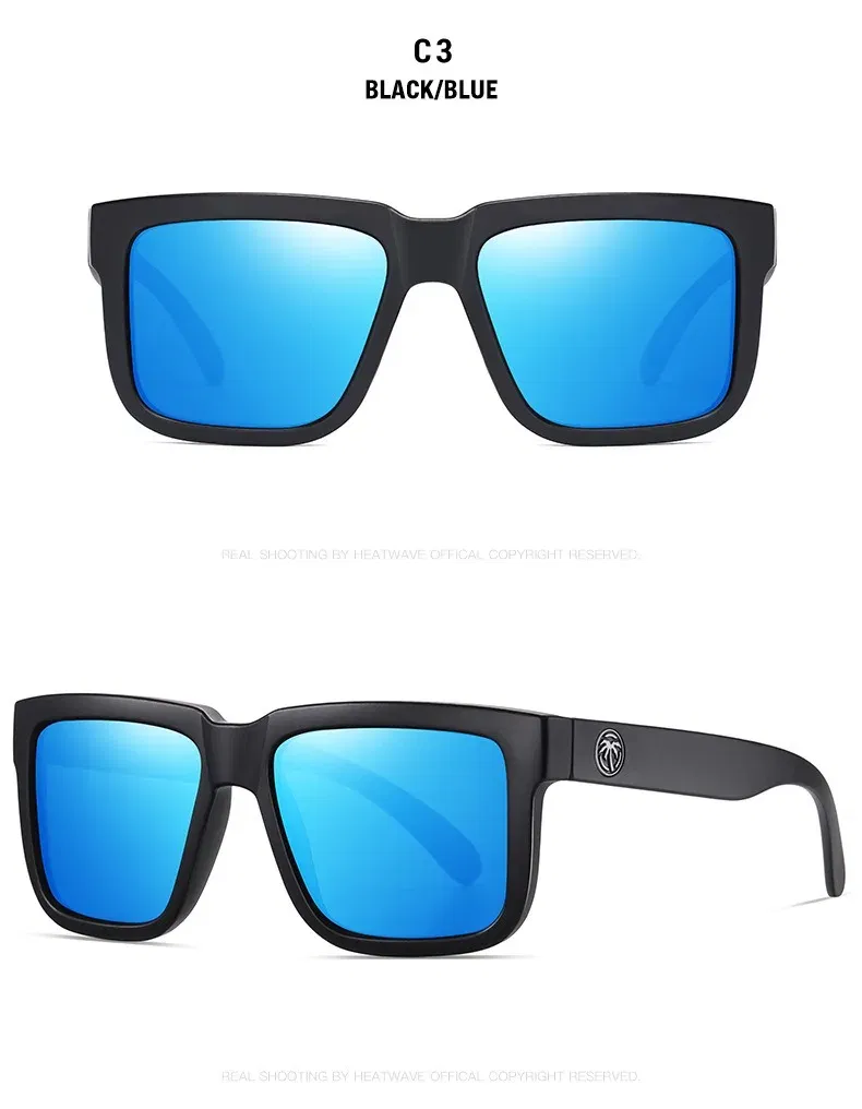 Lenses Color: green - NEW High quality luxury Heat Wave brand Polarized sunglasses square Conjoined lens Women men sun glasses UV400HW02