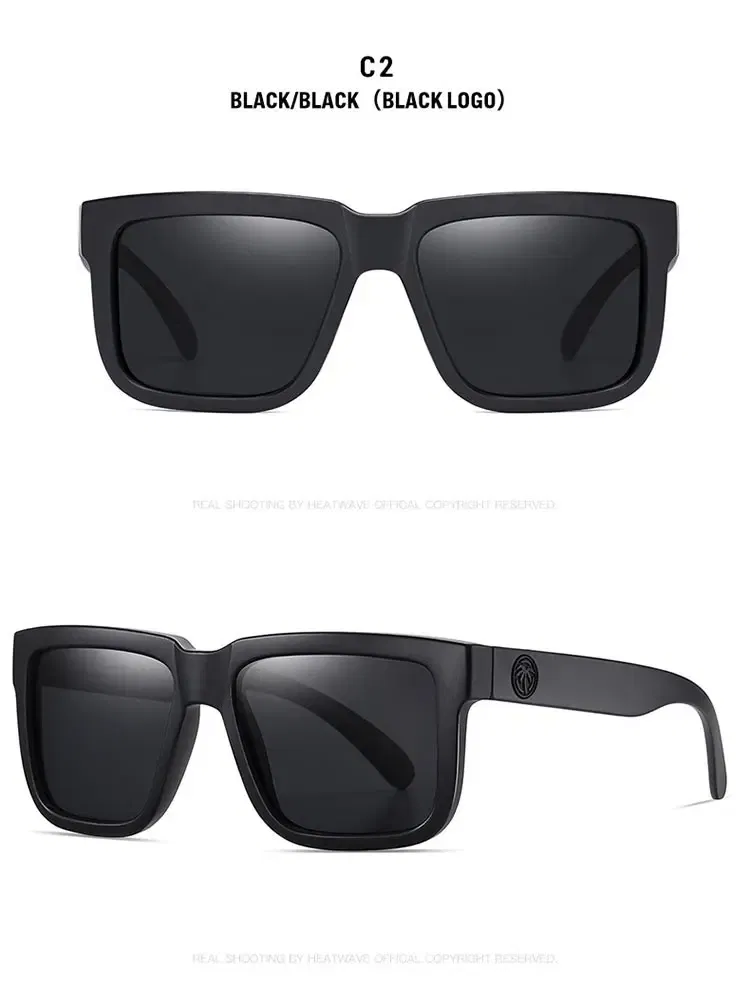 Lenses Color: green - NEW High quality luxury Heat Wave brand Polarized sunglasses square Conjoined lens Women men sun glasses UV400HW02