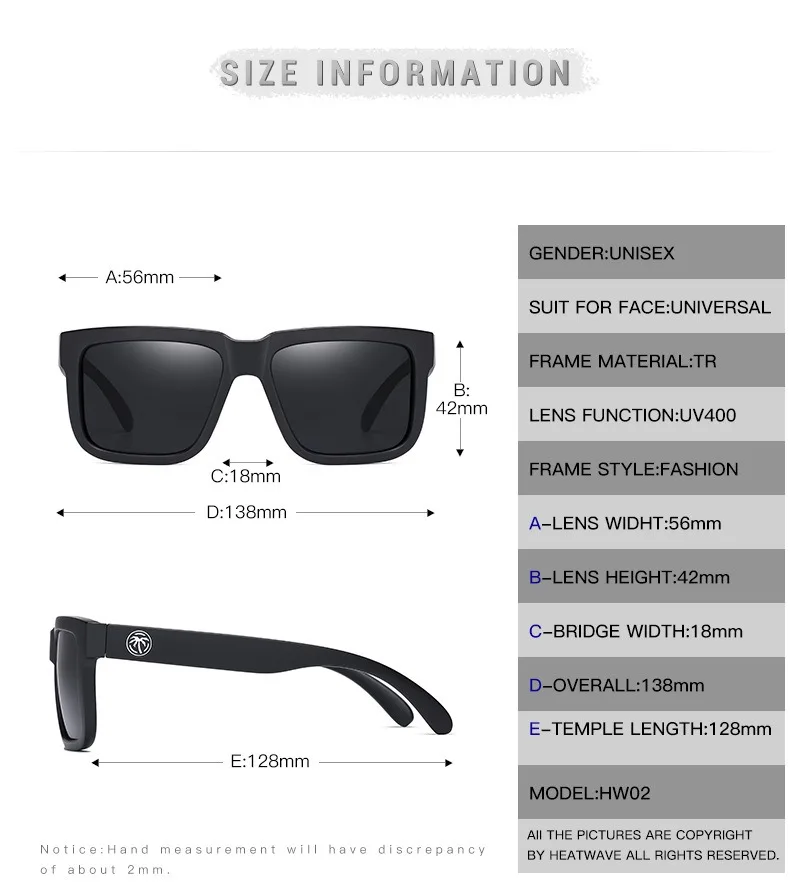 Lenses Color: green - NEW High quality luxury Heat Wave brand Polarized sunglasses square Conjoined lens Women men sun glasses UV400HW02