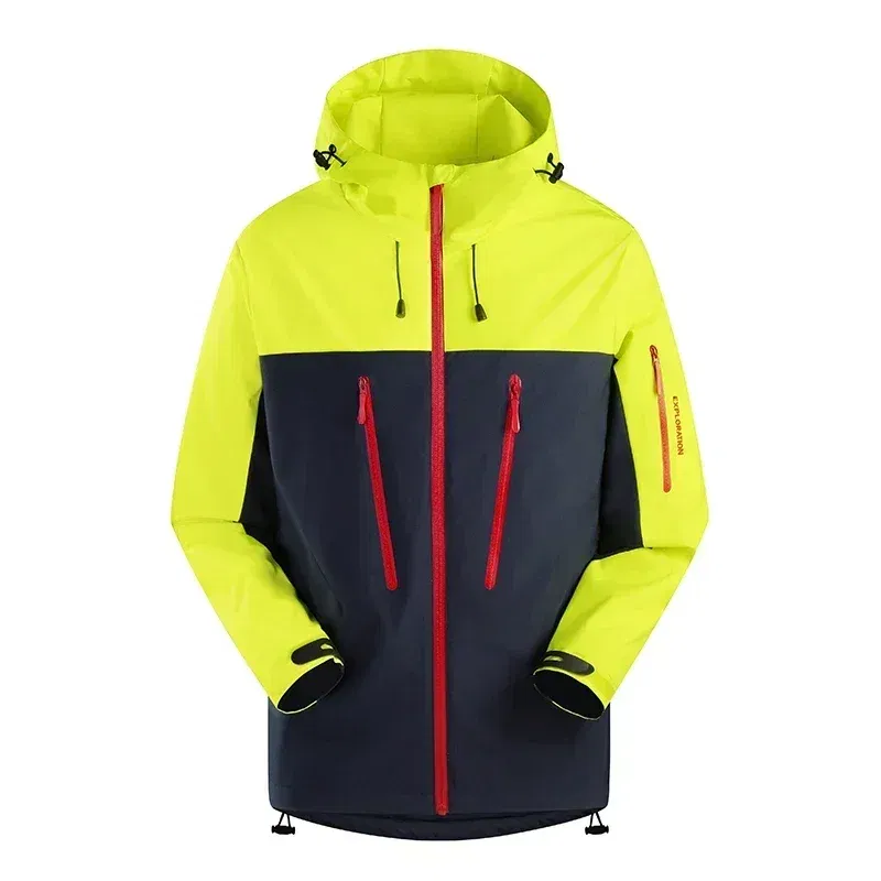 Color: Yellow, Size: S - Spring Autumn Men's Windbreaker Fashion Outdoor Mountaineering Travel Windproof Waterproof Hooded Jacket Slim Fit Versatile Coat