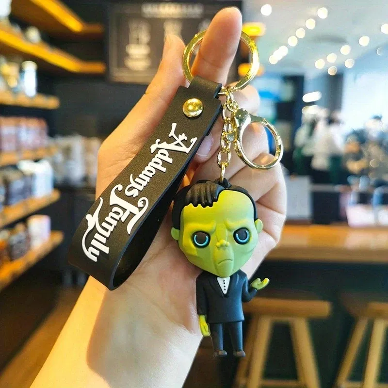Color: Silver, Ships From: CHINA - Cartoon Wednesday Addams Silicone Keychain Pendant Car Backpack Bag Keyring 3D Doll Unisex Women Men Gifts Key Chain