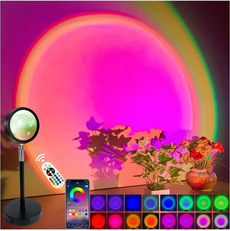 Color: Red - Intelligent LED Rainbow Sunset Projection Light Bar Coffee Shop Home Living Room Bedroom Background Wall Atmosphere Lighting