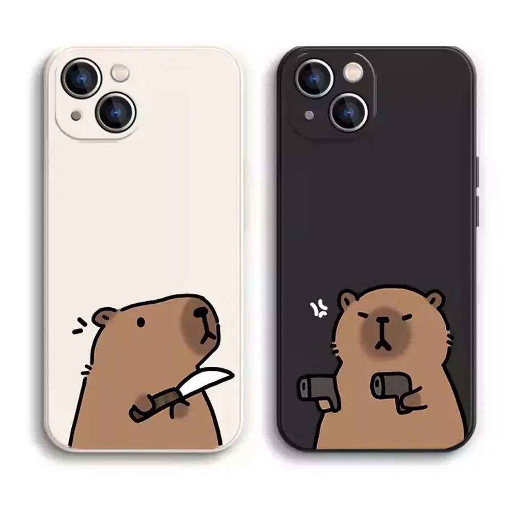 Color: GRAY, Material: Plastic - Cartoon Animal Capybara Phone Case For Samsung Galaxy S10 S20 S21 S22 S23 S24 FE Plus Ultra Note 20 Couple Paired Silicone Cover