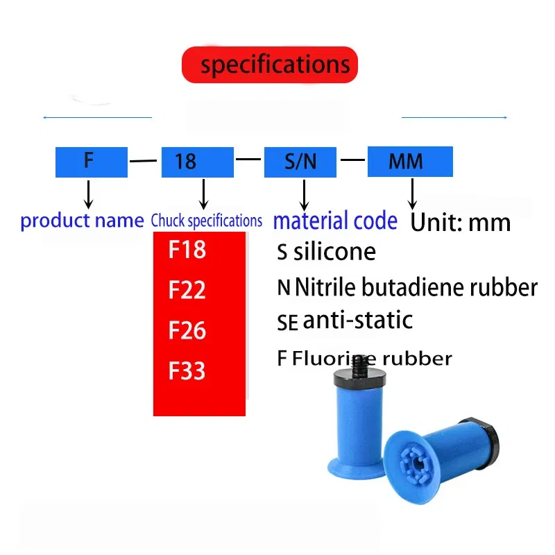 Color: Red - 1pcs Manipulator Industrial Strong Film Plastic Bag PE Suction Cup Vacuum Nozzle Vacuum Pad F18 F26 F33
