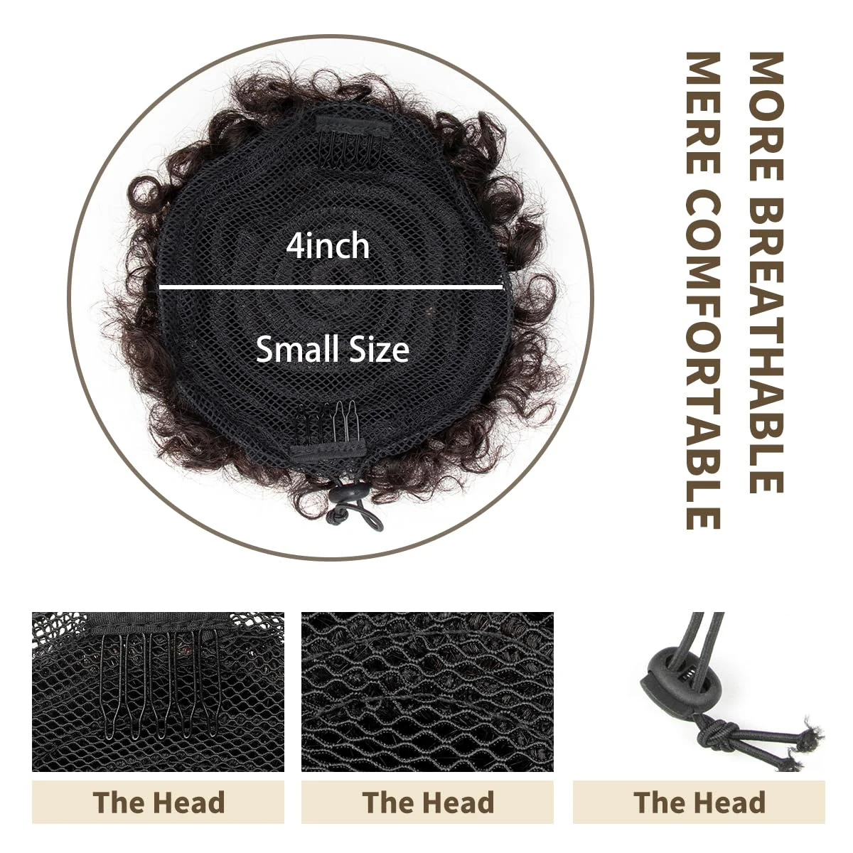 Synthetic Afro Puff Drawstring Ponytail for Little Girls Kids Women 4 Inch Small Hair Buns Kinky Curly Hair Donut Chignon
