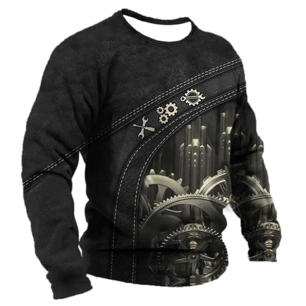 Color: Pink, Size: XXL - Men's T -shirt Retro T -shirt Summer clothing personalized name Mechanic mechanic 3D printing 5xl sports shirt long -sleeved