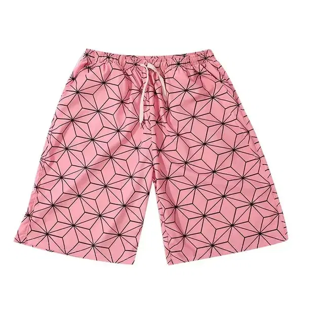Color: Red, Kid Size: 2T - Anime Demon Slayers Cosplay Clothes Kamado Tanjirou Zenitsu Shinobu Ventilate Printing Loose Individuality Shorts Sweatpants