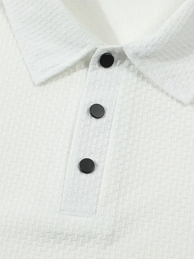 Color: Gold, Size: M - Classic men's casual POLO shirt soft and breathable MILAN pattern quick-drying top T-shirt