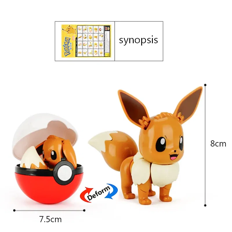 Color: black - High Quality Pokemon Ball Deformation Toy Pikachu Mewtwo Gyarados Pocket Monster Pokeball Pokemon Action Figure Children Toy Gif