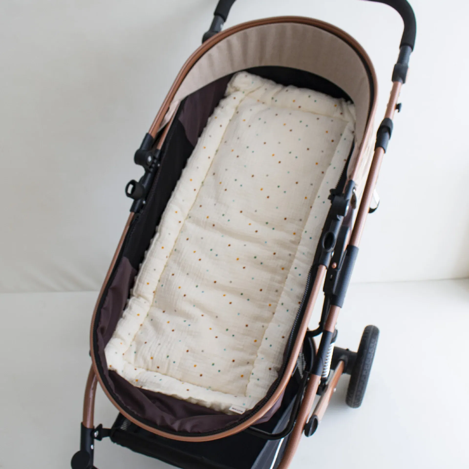 Color: Brown - Baby Stroller Seat Cushion Soft Mattress Kids Pushchair Car Mat Stroller Accessories