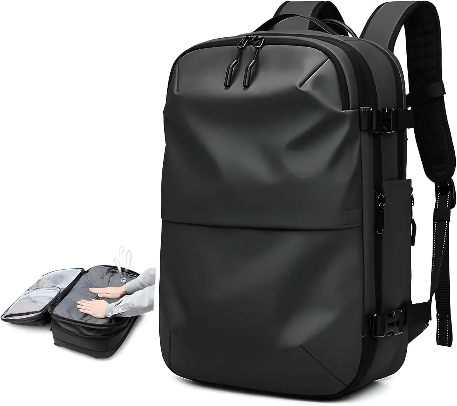 Color: Yellow - Airback Vacuum Compression Backpack with Vacuum Pump 60L Expandable Travel Backpack for Men Women Airline Approved Business Bag