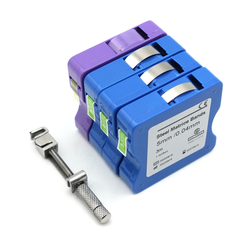 Color: Blue - 1 Roll Dental Matrix Bands Stainless Steel/Resin Film Restoration Light Cured Strip Roll Matrix Strips Dentist Material Steel