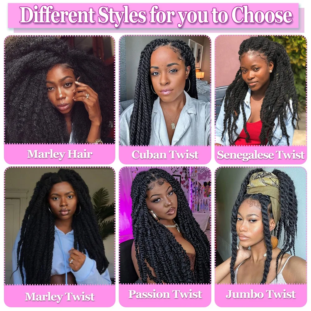 Color: T1B/Burgundy, Stretched Length: 18inches, Bulk Buy: 3Pcs/Lot - 18 Inch Synthetic Marley  Twist Braiding Hair Afro Kinky Curly Crochet Hair for Faux Locs Long Springy Twist Hair Extensions