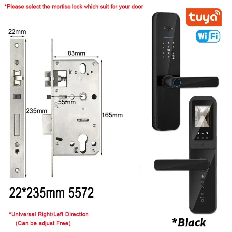 Color: Fluorescent Yellow, Ships From: CHINA - New! Tuya Wifi Digital Electronic Smart Door Lock With Biometric Camera Fingerprint Smart Card Password Key Unlock