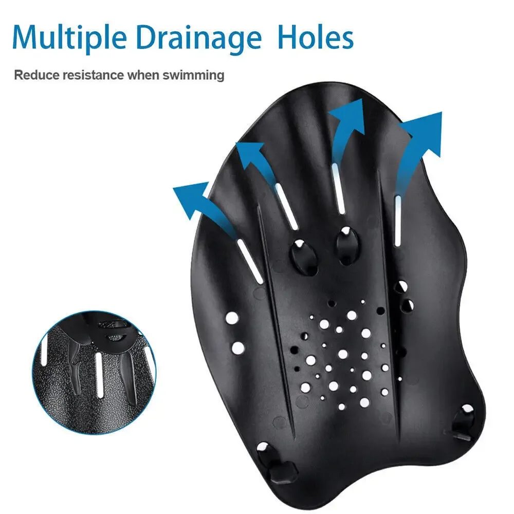 Color: Yellow - 1pair Swimming Paddles Training Adjustable Hand Webbed Gloves Pad Fins Flippers For Men Women Kids