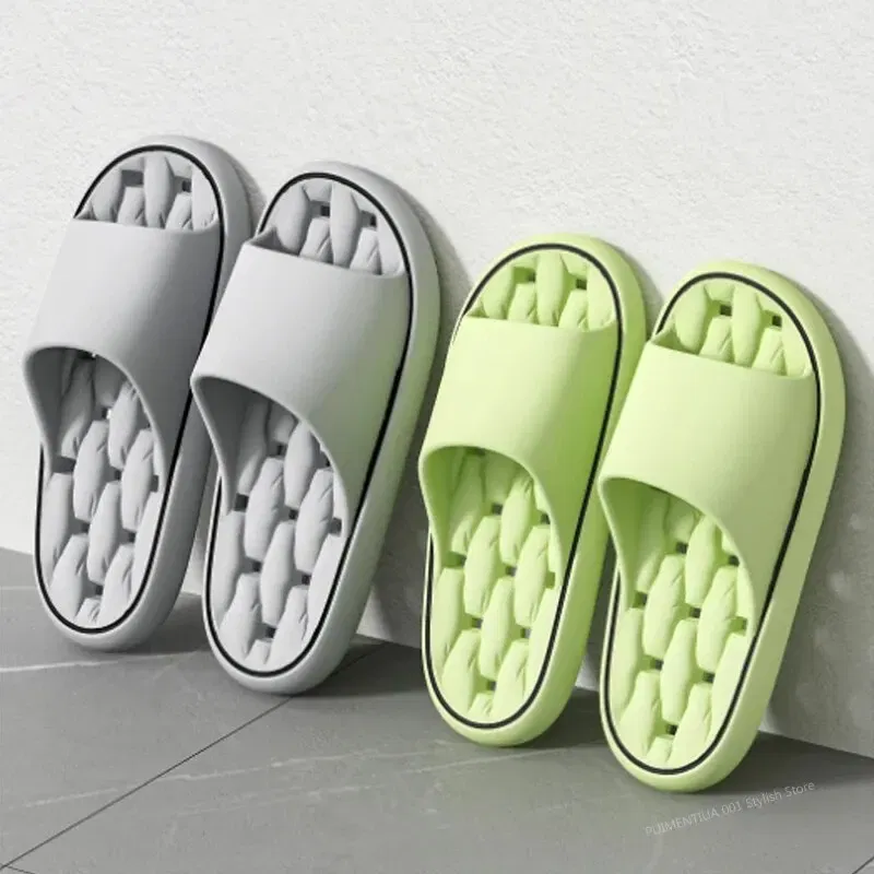 Color: Beige, Shoe Size: 36 - Bathroom House Slippers Leaking Quick-Drying Shower Slipper Light Weight Waterleaky Beach Flip Flops Women Swimming Slides