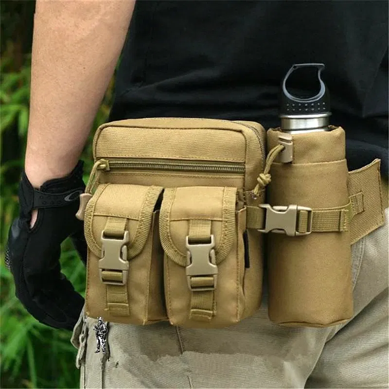 Color: army green - 2024 New Waist Pack Tactical Nylon Hiking Water Bottle Phone Bag Outdoor Sports Hunting Climbing Camp Belt Bag