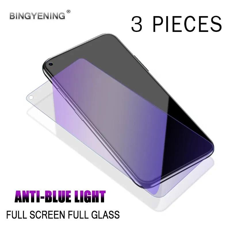 Color: PURPLE, Material: Anti Blue Light, Bundle: Bundle1 - 3pcs Anti Blue Purple Light Tempered Glass For Huawei Mate 20 Lite/Mate 40 Lite/View 30/Y9A/Nova 8 SE Screen Protector Glass