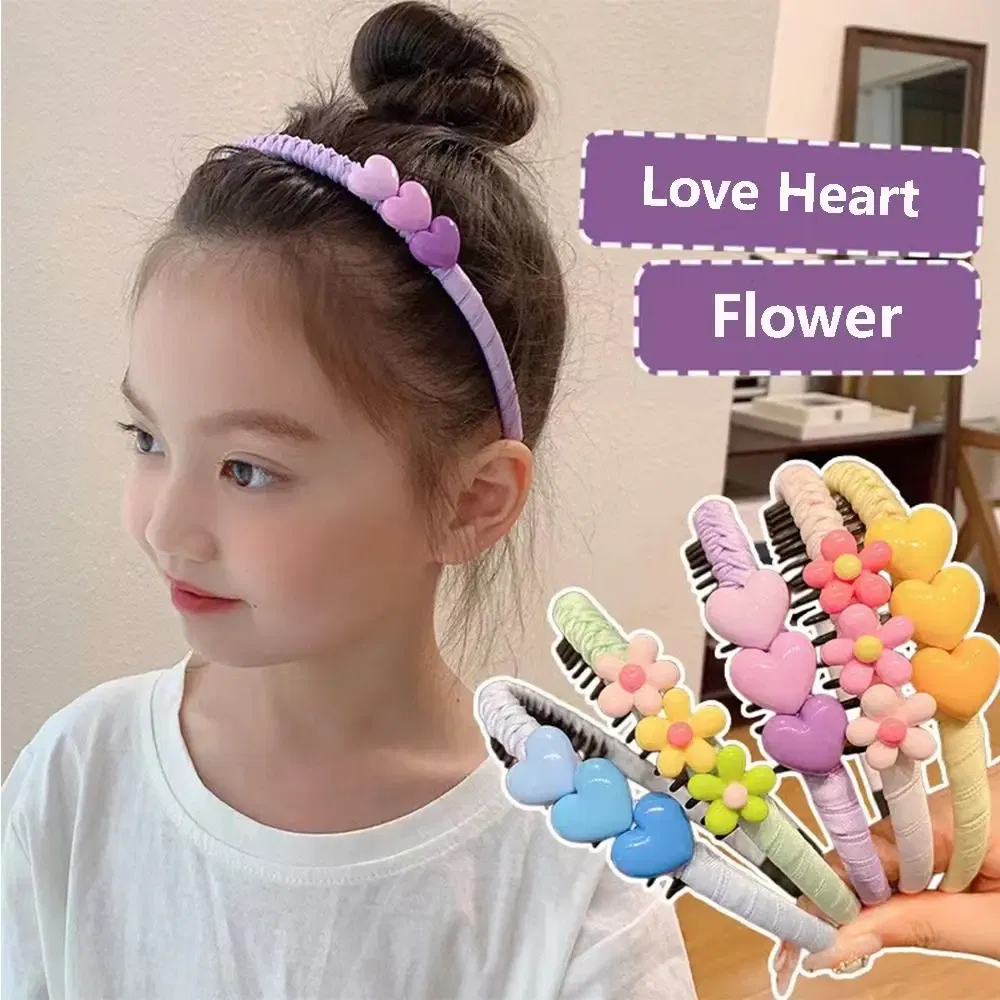 Color: Yellow - Love Hear Children Teethed Hair Hoop Cartoon Flower Korean Hair Band Hair Wear Girls