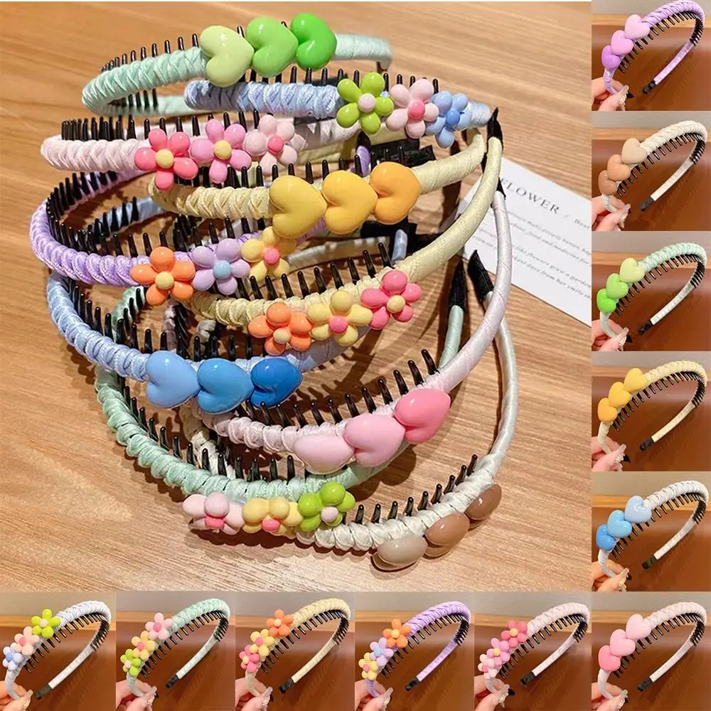 Color: Yellow - Love Hear Children Teethed Hair Hoop Cartoon Flower Korean Hair Band Hair Wear Girls