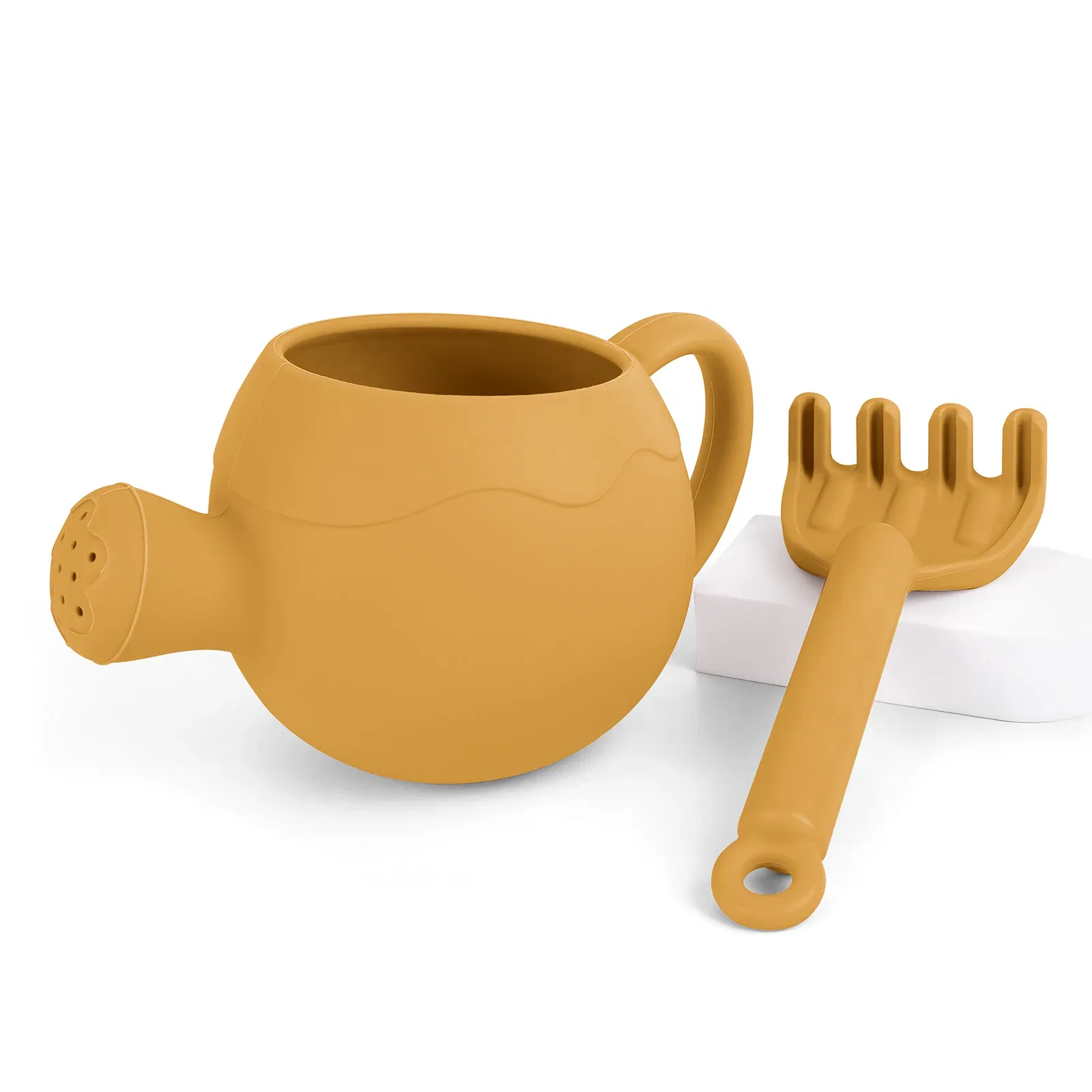 Color: Light Grey - Summer Beach Toys Sand playing tools Soft Silicone Watering Pot Rake Set Play Sand Bucket Shovels Suitable for children outdoors