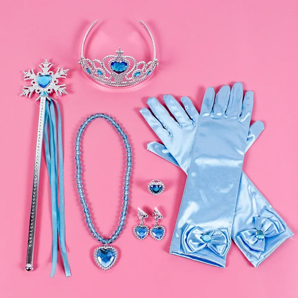Color: MULTI - Pincess Anna Elsa Cosply Accessories Crown Magic Wand Necklace Wig Gloves Frozen Snow White Belle Cinderella Princess Role Play