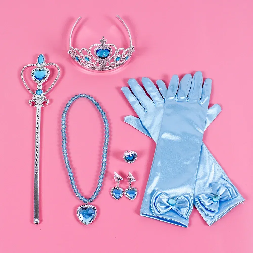Color: MULTI - Pincess Anna Elsa Cosply Accessories Crown Magic Wand Necklace Wig Gloves Frozen Snow White Belle Cinderella Princess Role Play