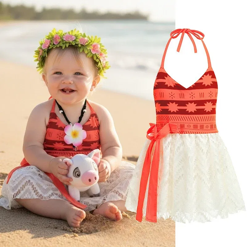 Color: green, Kid Size: 12 - Little Girls Cospaly DISNEY Moana Kids Two Pcs Set Top +Pants Infant Vaiana Role Play Festival Princess Costume Casual Clothes