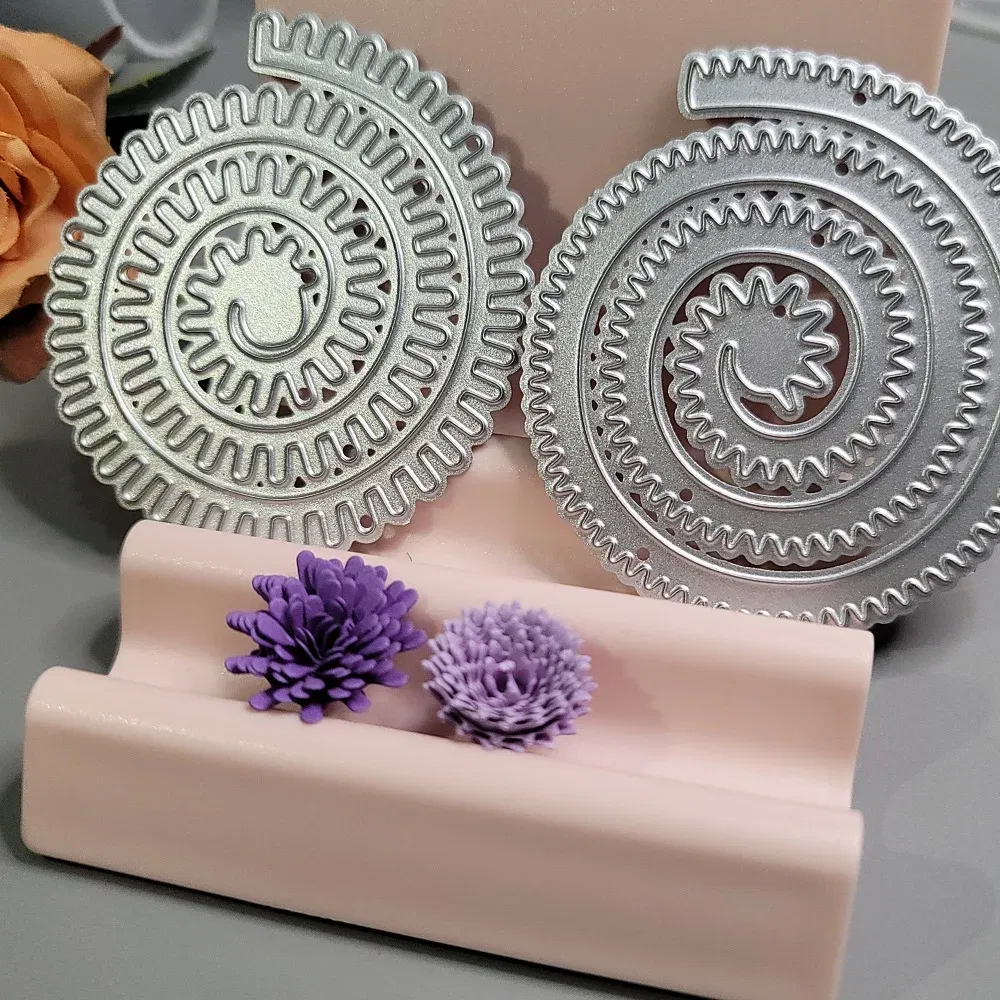 Color: plum, Size: S, Ships From: CHINA - 6 Styles Spiral Flower Metal Cutting Dies Scrapbook Embossing Circle Die Cuts Album DIY Craft Cutting Die 2023 New
