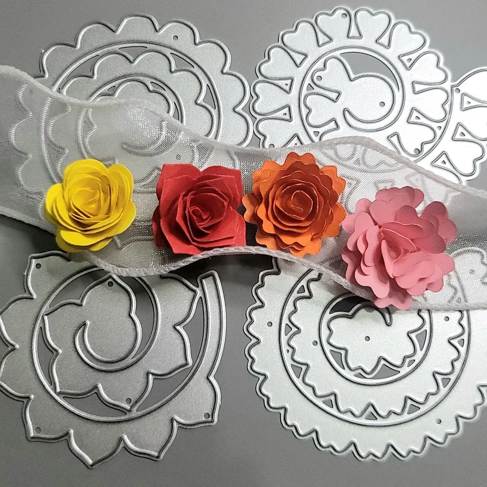 Color: plum, Size: S, Ships From: CHINA - 6 Styles Spiral Flower Metal Cutting Dies Scrapbook Embossing Circle Die Cuts Album DIY Craft Cutting Die 2023 New