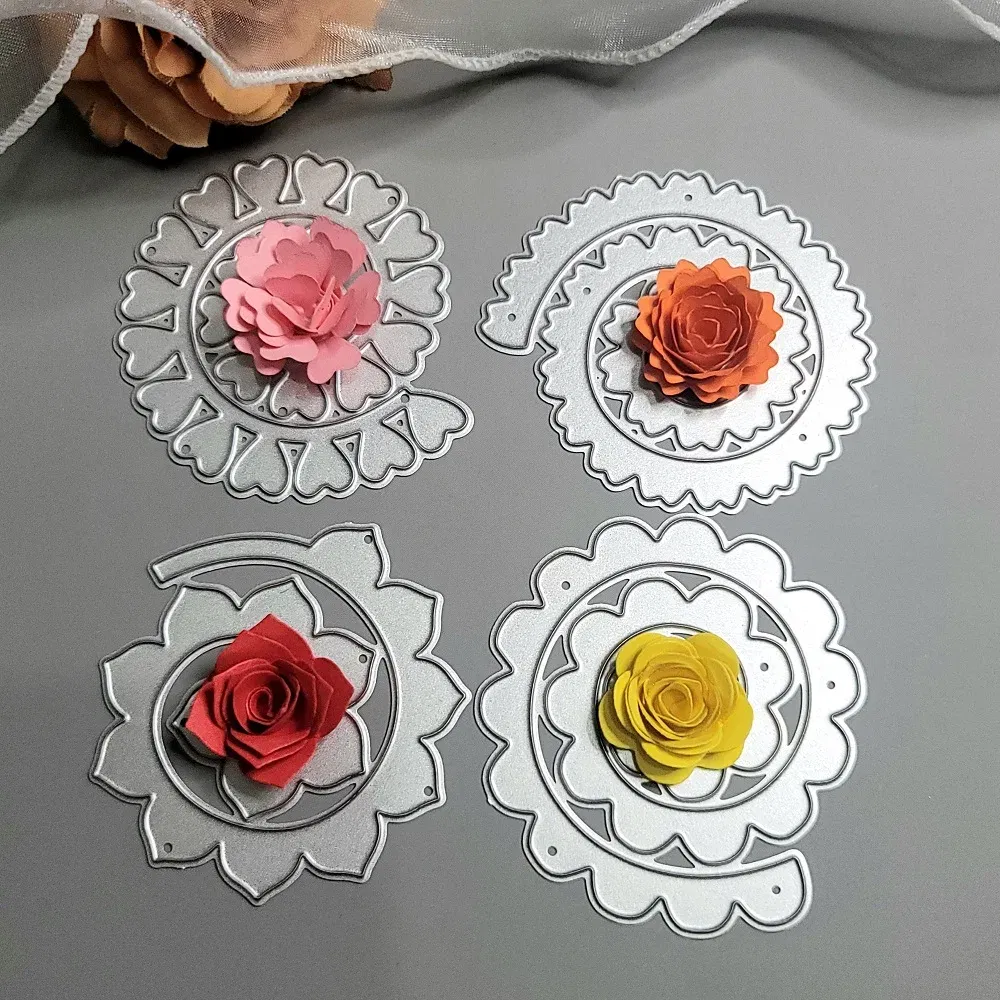 Color: plum, Size: S, Ships From: CHINA - 6 Styles Spiral Flower Metal Cutting Dies Scrapbook Embossing Circle Die Cuts Album DIY Craft Cutting Die 2023 New
