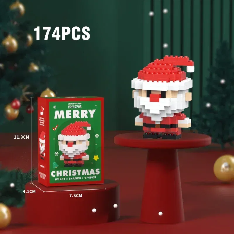 Color: WHITE - Santa Claus Building Blocks Christmas Bricks Gift Kids Toy Home Decoration Micro Particle Bricks Diy Assembly Games Xmas Gift