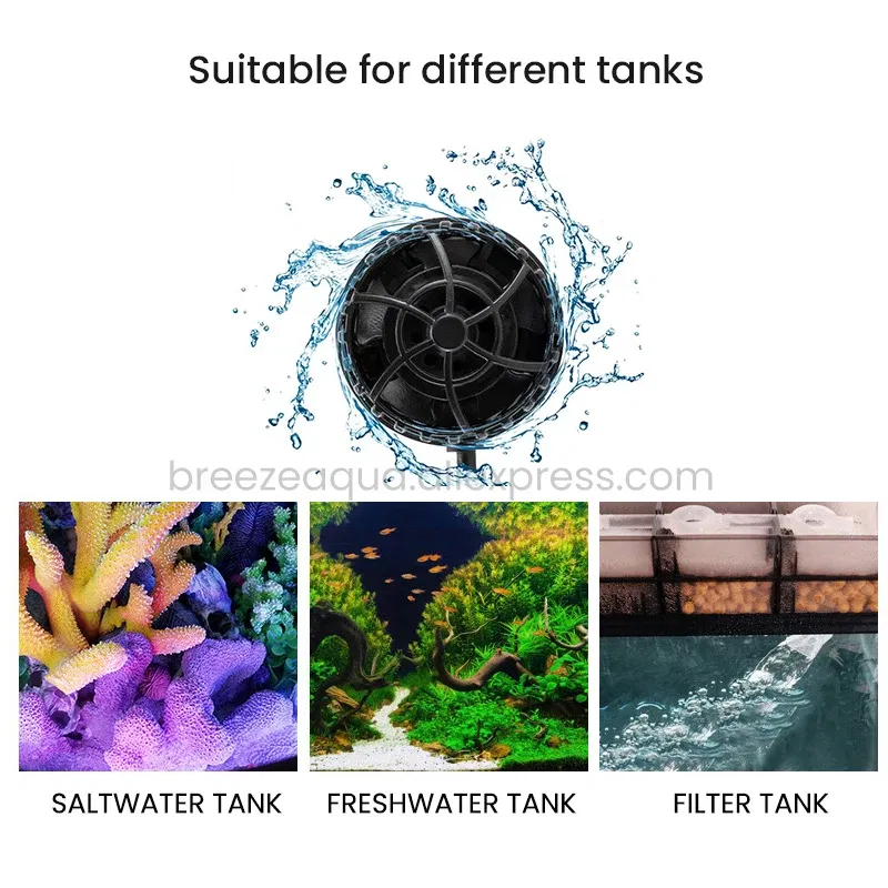 Color: Light Grey, Power: 4W - ZKSJ Eco Slim 6000/10000/15000/20000/25000 DC Mini Saltwater Fish Tank Aquarium Wavemaker Pump with Controller
