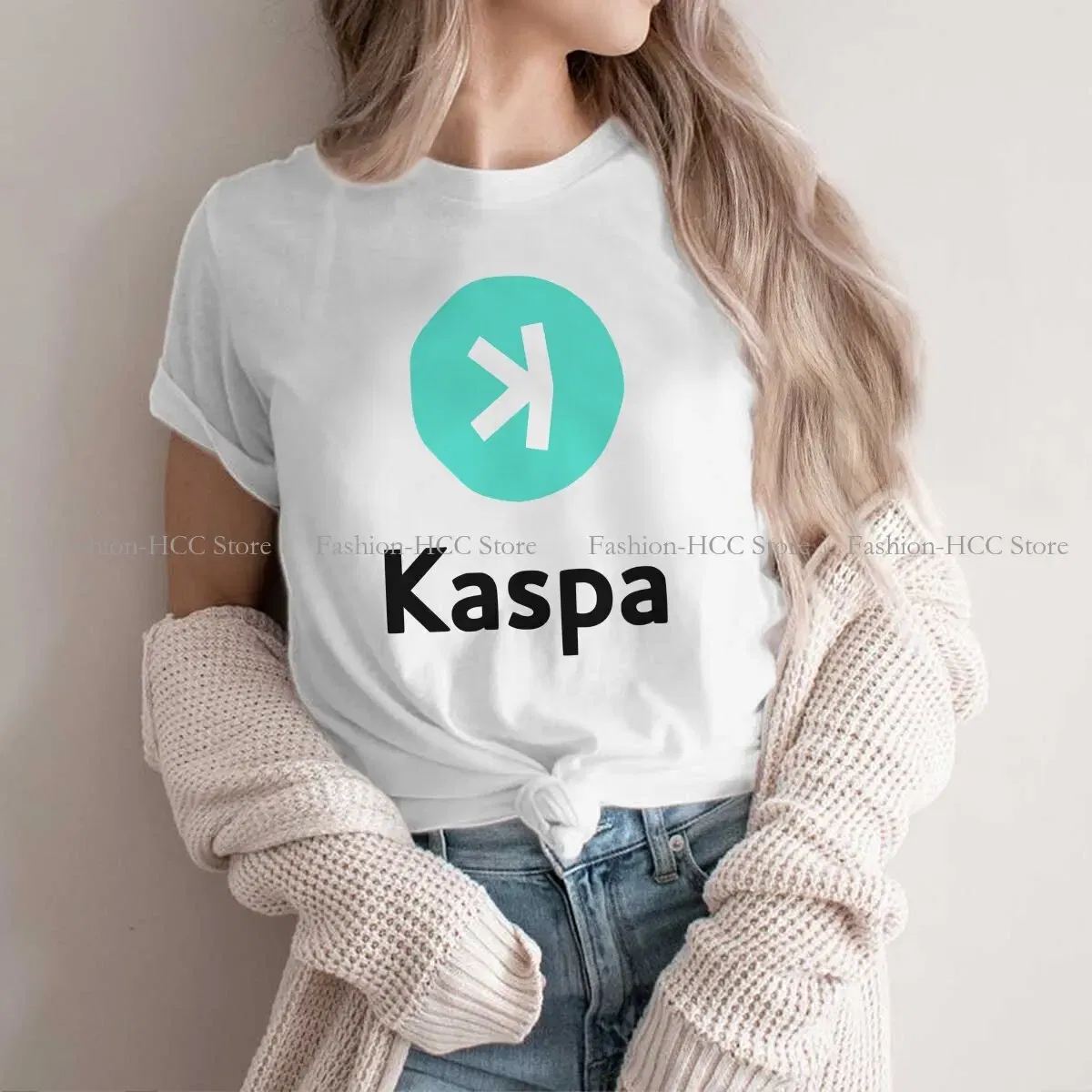 Color: WHITE, Size: XXL - Kaspa Kas Special Polyester TShirt Bitcoin Top Quality New Design Gift Clothes T Shirt Stuff