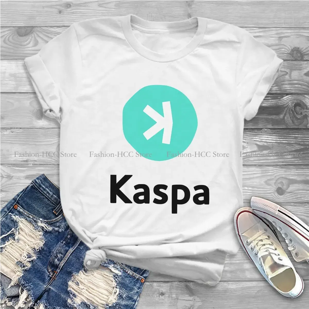Color: WHITE, Size: XXL - Kaspa Kas Special Polyester TShirt Bitcoin Top Quality New Design Gift Clothes T Shirt Stuff