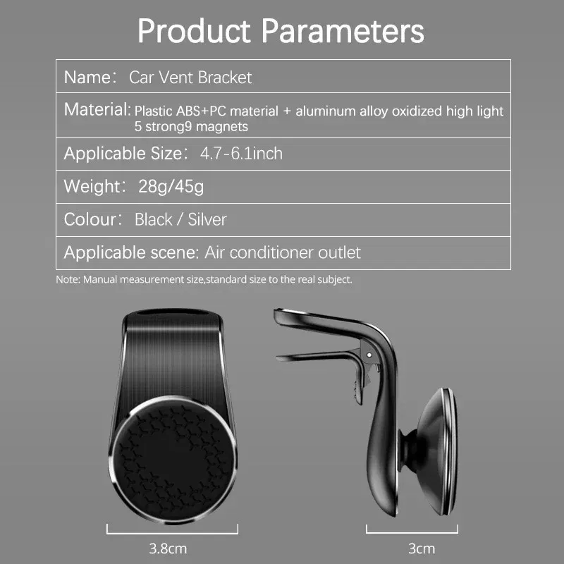 Color: black - Magnetic Car Phone Holder Air Vent Clip Mount Mobile Cellphone GPS Support For Xiaomi iPhone Huawei Samsung Phone Stand in Car