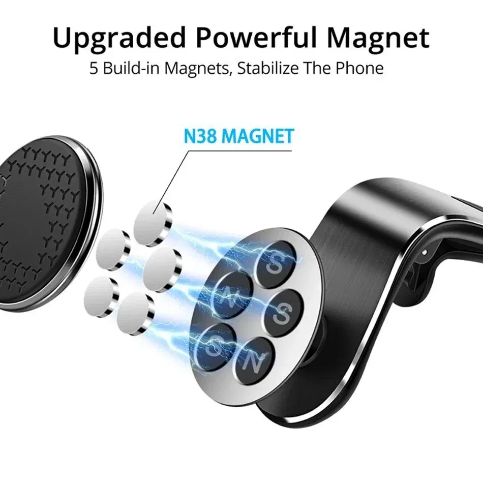 Color: black - Magnetic Car Phone Holder Air Vent Clip Mount Mobile Cellphone GPS Support For Xiaomi iPhone Huawei Samsung Phone Stand in Car