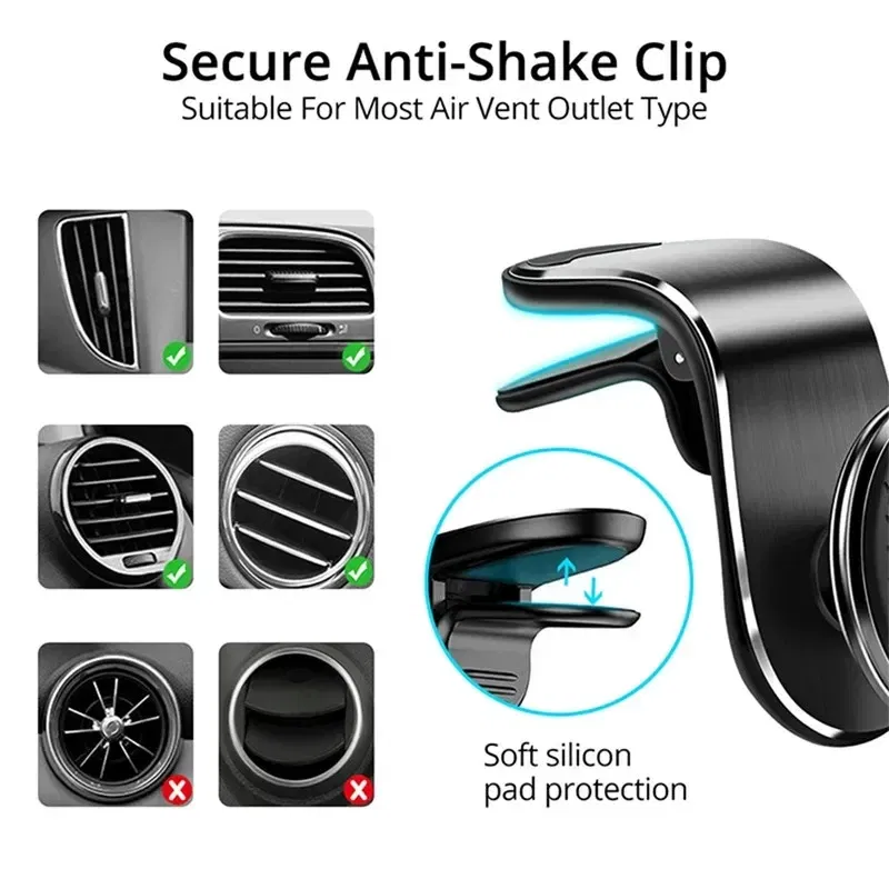 Color: black - Magnetic Car Phone Holder Air Vent Clip Mount Mobile Cellphone GPS Support For Xiaomi iPhone Huawei Samsung Phone Stand in Car