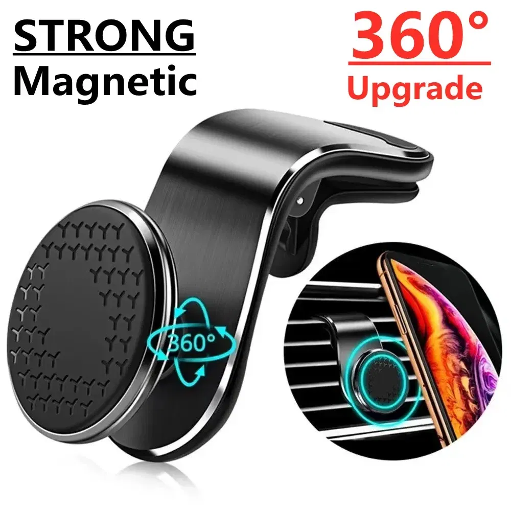 Color: black - Magnetic Car Phone Holder Air Vent Clip Mount Mobile Cellphone GPS Support For Xiaomi iPhone Huawei Samsung Phone Stand in Car