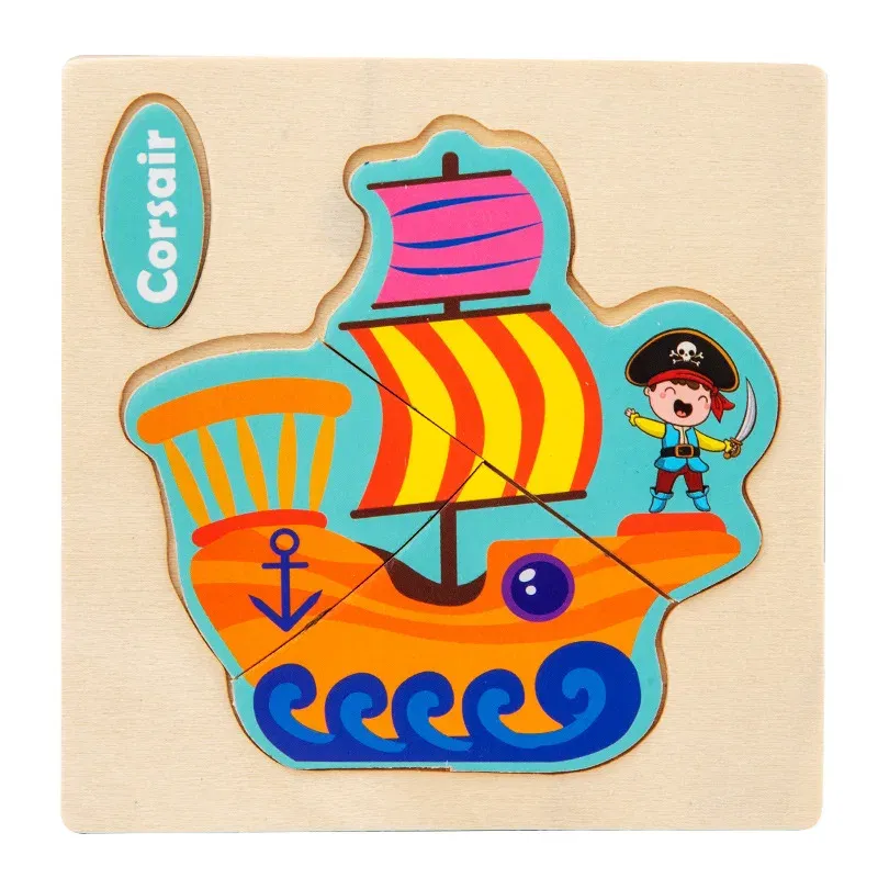 Color: PURPLE, Ships From: CHINA - Wooden Puzzle Jigsaw Toys For Children Wood 3d Cartoon Animal Puzzles Intelligence Kids Early Educational Toys for Children
